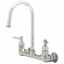 T&S Brass And Bronze Works T&S B-0330CR-PRISON Vandal Resistant Wall Mount Mixing Faucet With 8" Adjustable Centers, 5 9/16" Gooseneck, And Cerama Cartridges