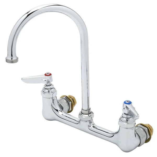 T&S Brass And Bronze Works T&S B-0331-CC Wall Mounted Faucet With 8" Centers, 5 11/16" Swivel Gooseneck, Eterna Cartridges, And CC Connections 1 T&S Brass And Bronze Works T&S B-0331-CC Wall Mounted Faucet With 8" Centers, 5 11/16" Swivel Gooseneck, Eterna Cartridges, And CC Connections