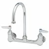 T&S Brass And Bronze Works T&S B-0331-CR Wall Mounted Faucet With 8" Adjustable Centers, 5 11/16" Swivel Gooseneck, And Cerama Cartridges