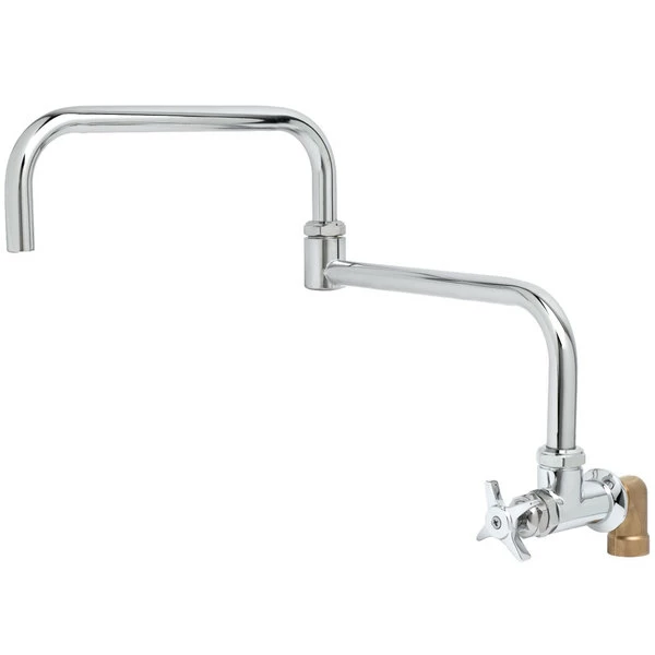 T&S Brass And Bronze Works T&S BF-0299-24DJ Big Flo Polished Chrome Single Hole Wall Mount Faucet With 90 Degree Installation Kit, 24" Double Joint Swing Nozzle, And 4 Arm Handle 1 T&S Brass And Bronze Works T&S BF-0299-24DJ Big Flo Polished Chrome Single Hole Wall Mount Faucet With 90 Degree Installation Kit, 24" Double Joint Swing Nozzle, And 4 Arm Handle