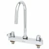 T&S Brass And Bronze Works Equip By T&S 5F-8CLX05 Deck Mounted Workboard Faucet With 5 9/16" Gooseneck Spout, 8" Centers, Laminar Flow Device, And Lever Handles