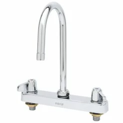 T&S Brass And Bronze Works Equip By T&S 5F-8CLX05 Deck Mounted Workboard Faucet With 5 9/16" Gooseneck Spout, 8" Centers, Laminar Flow Device, And Lever Handles