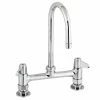 T&S Brass And Bronze Works Equip By T&S 5F-8DLS05 Deck Mounted Faucet With 5 9/16" Gooseneck Spout, 8" Centers, Laminar Flow Device, And Lever Handles