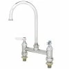 T&S Brass And Bronze Works T&S B-0321-CC Deck Mounted Faucet With 8" Centers, 5 11/16" Gooseneck Nozzle, 18.39 GPM Stream Regulator Outlet, Eterna Cartridges, And Lever Handles