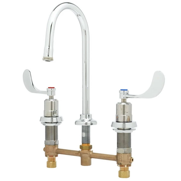 T&S Brass And Bronze Works T&S B-2820-01 Deck Mount Easy Install Faucet With 8" Centers, 5 1/2" Gooseneck, And 4" Wrist Action Handles 1 T&S Brass And Bronze Works T&S B-2820-01 Deck Mount Easy Install Faucet With 8" Centers, 5 1/2" Gooseneck, And 4" Wrist Action Handles