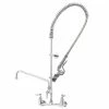 T&S Brass And Bronze Works T&S B-0133-12-CR-BC EasyInstall Wall Mounted 41 1/2" High Pre-Rinse Faucet With Adjustable 8" Centers, Low Flow Spray Valve, 44" Hose, 12" Add-On Faucet, And 6" Wall Bracket