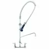 T&S Brass And Bronze Works T&S B-0133-16-B08EL EasyInstall Wall Mounted 41 1/2" High Pre-Rinse Faucet With Adjustable 8" Centers, Ergonomic Spray Valve, 44" Hose, 16" Add-On Faucet, Installation Kit, And 6" Wall Bracket