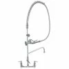 T&S Brass And Bronze Works T&S B-0133-18-CRBEK EasyInstall Wall Mounted 41 1/2" High Pre-Rinse Faucet With Adjustable 8" Centers, 44" Hose, 18" Add-On Faucet, Installation Kit, And 6" Wall Bracket