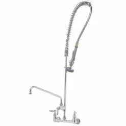 T&S Brass And Bronze Works T&S B-0133-A12-CCB EasyInstall Wall Mounted 41 1/2" High Pre-Rinse Faucet With Adjustable 8" Centers, 44" Hose, 12" Add-On Faucet, And 6" Wall Bracket