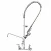 T&S Brass And Bronze Works T&S B-0133-A12-V-BC EasyInstall Wall Mounted 42 1/2" High Pre-Rinse Faucet With Adjustable 8" Centers, Low Flow Spray Valve, 44" Hose, 12" Add-On Faucet, Vacuum Breaker, And 6" Wall Bracket