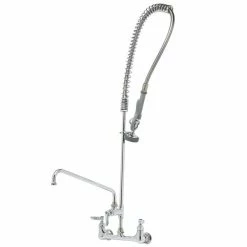 T&S Brass And Bronze Works T&S B-0133-ADF10 EasyInstall Wall Mounted 41 1/2" High Pre-Rinse Faucet With Adjustable 8" Centers, 44" Hose, And 10" Add-On Faucet