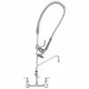 T&S Brass And Bronze Works T&S B-0133-ADF06-B EasyInstall Wall Mounted 41 1/2" High Pre-Rinse Faucet With Adjustable 8" Centers, 44" Hose, 6" Add-On Faucet, And 6" Wall Bracket