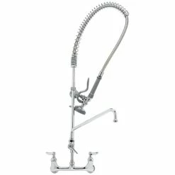T&S Brass And Bronze Works T&S B-0133-ADF10-B EasyInstall Wall Mounted 37 1/2" High Pre-Rinse Faucet With Adjustable 8" Centers, 44" Hose, 10" Add-On Faucet, And 6" Wall Bracket