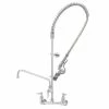 T&S Brass And Bronze Works T&S B-0133-ADF12-BJ EasyInstall Wall Mounted 37 1/2" High Pre-Rinse Faucet With Adjustable 8" Centers, Low Flow Spray Valve, 44" Hose, 12" Add-On Faucet, And 6" Wall Bracket