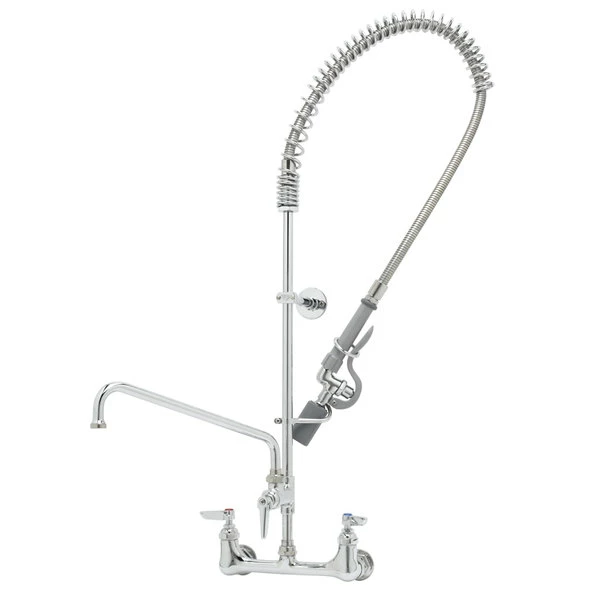 T&S Brass And Bronze Works T&S B-0133-ADF12-BJ EasyInstall Wall Mounted 37 1/2" High Pre-Rinse Faucet With Adjustable 8" Centers, Low Flow Spray Valve, 44" Hose, 12" Add-On Faucet, And 6" Wall Bracket 1 T&S Brass And Bronze Works T&S B-0133-ADF12-BJ EasyInstall Wall Mounted 37 1/2" High Pre-Rinse Faucet With Adjustable 8" Centers, Low Flow Spray Valve, 44" Hose, 12" Add-On Faucet, And 6" Wall Bracket