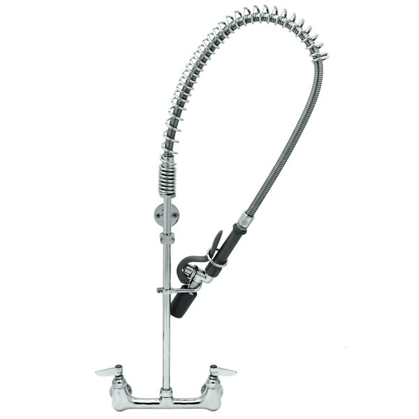 T&S Brass And Bronze Works T&S B-0133-BC EasyInstall Wall Mounted 33 1/4" High Pre-Rinse Faucet With Adjustable 8" Centers, Low Flow Spray Valve, 44" Hose, And 6" Wall Bracket 1 T&S Brass And Bronze Works T&S B-0133-BC EasyInstall Wall Mounted 33 1/4" High Pre-Rinse Faucet With Adjustable 8" Centers, Low Flow Spray Valve, 44" Hose, And 6" Wall Bracket
