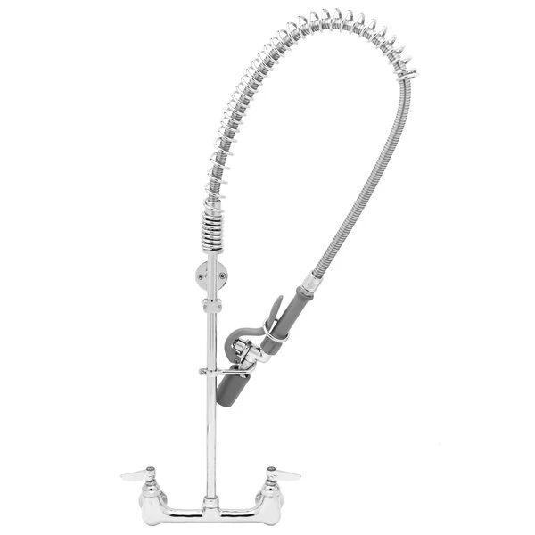 T&S Brass And Bronze Works T&S B-2278-02 EasyInstall Wall Mounted 38 1/4" High Pre-Rinse Faucet With Adjustable 8" Centers, Low Flow Spray Valve, 44" Hose, 6" Add-On Faucet, Vacuum Breaker, 6" Wall Bracket, And Installation Kit 1 T&S Brass And Bronze Works T&S B-2278-02 EasyInstall Wall Mounted 38 1/4" High Pre-Rinse Faucet With Adjustable 8" Centers, Low Flow Spray Valve, 44" Hose, 6" Add-On Faucet, Vacuum Breaker, 6" Wall Bracket, And Installation Kit