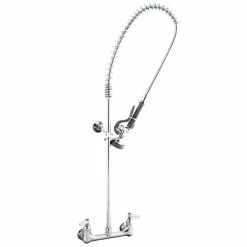 T&S Brass And Bronze Works T&S B-2278-B9 EasyInstall Wall Mounted 39 1/2" High Pre-Rinse Faucet With Adjustable 8" Centers, 44" Hose, Vacuum Breaker, 9" Wall Bracket, And Installation Kit