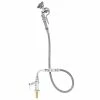 T&S Brass And Bronze Works T&S B-0205-60H-VB Deck Mounted Pre-Rinse Faucet With Single Inlet, Angled Spray Valve, 60" Hose, 90 Degree Swivel Adapter, Vacuum Breaker, And Wall Hook