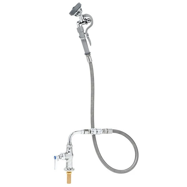 T&S Brass And Bronze Works T&S B-0205-60H-VB Deck Mounted Pre-Rinse Faucet With Single Inlet, Angled Spray Valve, 60" Hose, 90 Degree Swivel Adapter, Vacuum Breaker, And Wall Hook 1 T&S Brass And Bronze Works T&S B-0205-60H-VB Deck Mounted Pre-Rinse Faucet With Single Inlet, Angled Spray Valve, 60" Hose, 90 Degree Swivel Adapter, Vacuum Breaker, And Wall Hook