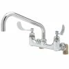 T&S Brass And Bronze Works T&S B-0290-04 Wall Mount Kettle And Pot Sink Mixing Faucet With 8" Adjustable Centers, 12" Big Flo Swing Nozzle, And 00LL Street Elbows