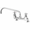 T&S Brass And Bronze Works T&S B-0293-01 Wall Mount Kettle And Pot Sink Mixing Faucet With 8" Adjustable Centers, 12" Big Flo Swing Nozzle, 4 Arm Handles, And Supply Nipples