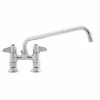T&S Brass And Bronze Works Equip By T&S 5F-4DLS12 Deck Mount Mixing Faucet With Lever Handles And 12 1/8" Swing Nozzle On 4" Centers