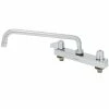 T&S Brass And Bronze Works Equip By T&S 5F-8CLX12 Deck Mounted Workboard Faucet With 12 1/8" Swing Spout, 8" Centers, 5.03 GPM Laminar Flow Device, Cerama Cartridges, And Lever Handles