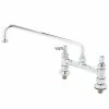 T&S Brass And Bronze Works T&S B-0220-EE Deck Mounted Faucet With 18" Swing Nozzle, 8" Adjustable Centers, 18.39 GPM Stream Regulator Outlet, Eterna Cartridges, And Lever Handles