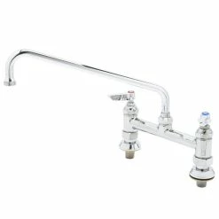T&S Brass And Bronze Works T&S B-0220-EE Deck Mounted Faucet With 18" Swing Nozzle, 8" Adjustable Centers, 18.39 GPM Stream Regulator Outlet, Eterna Cartridges, And Lever Handles