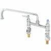 T&S Brass And Bronze Works T&S B-0221-KK Deck Mounted Faucet With 12" Swing Nozzle, 8" Centers, 23.09 GPM Stream Regulator Outlet, Eterna Cartridges, And Lever Handles