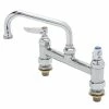 T&S Brass And Bronze Works T&S B-0222-CC Deck Mounted Faucet With 6" Swing Nozzle, 8" Centers, 18.39 GPM Stream Regulator Outlet, Eterna Cartridges, And Lever Handles