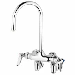 T&S Brass And Bronze Works T&S B-0343 Wall Mounted Mixing Faucet With 4" Adjustable Centers, 5 11/16" Swivel Gooseneck, And Eterna Cartridges