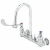 T&S Brass And Bronze Works T&S B-0351 Wall Mounted Mixing Faucet With 8" Adjustable Centers, 5 1/2" Rigid Gooseneck, And 6" Wrist Action Handles