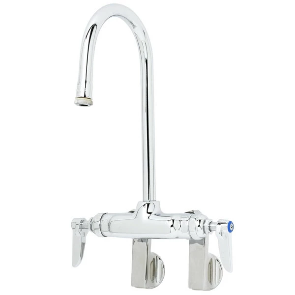 T&S Brass And Bronze Works T&S B-0340 Wall Mounted Pantry Faucet With 4" Adjustable Centers, 5 1/2" Rigid Gooseneck, And Eterna Cartridges 1 T&S Brass And Bronze Works T&S B-0340 Wall Mounted Pantry Faucet With 4" Adjustable Centers, 5 1/2" Rigid Gooseneck, And Eterna Cartridges