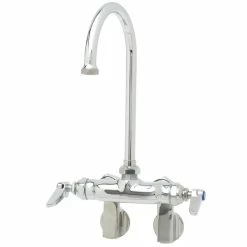 T&S Brass And Bronze Works T&S B-0341 Wall Mounted Mixing Faucet With 4" Adjustable Centers, 5 11/16" Swivel Gooseneck, And Eterna Cartridges