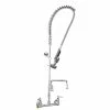 T&S Brass And Bronze Works T&S B-0133-12-CRVBE EasyInstall Wall Mounted 41 1/4" High Pre-Rinse Faucet With Adjustable 8" Centers, 44" Hose, 12" Add-On Faucet, Installation Kit, And 6" Wall Bracket