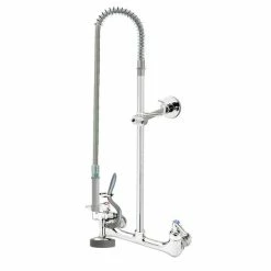 T&S Brass And Bronze Works T&S B-0133-V-B-68H EasyInstall Wall Mounted 37" High Pre-Rinse Faucet With Adjustable 8" Centers, 68" Hose, Vacuum Breaker, And 6" Wall Bracket