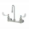 T&S Brass And Bronze Works T&S B-0230-132XA-CR Wall Mounted Pantry Faucet With 8" Adjustable Centers, 2 7/8" Swivel Gooseneck, Cerama Cartridges, And 4" Wrist Action Handles