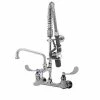T&S Brass And Bronze Works T&S MPW-8WWN-08-CR EasyInstall Wall Mounted 22" High Mini Pre-Rinse Faucet With Adjustable 8" Centers, Angled Low Flow Spray Valve, 4" Wrist Action Handles, 24" Hose, 8" Add-On Faucet, And 6" Wall Bracket