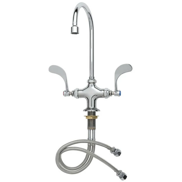T&S Brass And Bronze Works T&S B-0309 Vandal Resistant Deck Mounted Single Hole Pantry Faucet With Flex Inlets, 8 13/16" Swivel Gooseneck Spout, Eterna Cartridges, And 4" Wrist Action Handles 1 T&S Brass And Bronze Works T&S B-0309 Vandal Resistant Deck Mounted Single Hole Pantry Faucet With Flex Inlets, 8 13/16" Swivel Gooseneck Spout, Eterna Cartridges, And 4" Wrist Action Handles