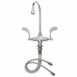 T&S Brass And Bronze Works T&S B-0316 Wall Mounted Faucet With 5 11/16" Swivel Gooseneck Spout, 20.10 GPM Stream Regulator, 3" Adjustable Vertical Centers, And 4-Arm Handles