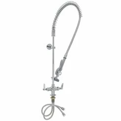 T&S Brass And Bronze Works T&S B-2244 Deck Mounted 39" High Pre-Rinse Faucet With Flex Inlets And 44" Hose
