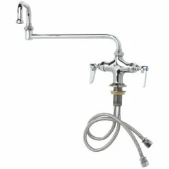 T&S Brass And Bronze Works T&S B-0252 Deck Mounted Pantry Faucet With Flex Inlets, 12" Double-Jointed Swing Nozzle, And Eterna Cartridges