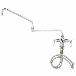 T&S Brass And Bronze Works T&S B-0268 Deck Mounted Single Hole Pantry Faucet With Flex Inlets, 24" Double Jointed Swing Nozzle, And Eterna Cartridges