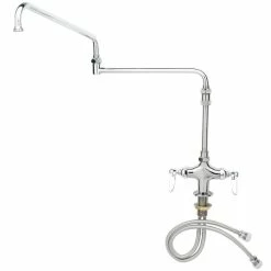 T&S Brass And Bronze Works T&S B-0268-04 Deck Mounted Single Hole Pantry Faucet With Flex Inlets, 24" Double Jointed Swing Nozzle, Eterna Cartridges, And 7 5/8" Extension