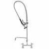 T&S Brass And Bronze Works Equip By T&S 5PR-8D10 Deck Mounted 38 1/4" High Pre-Rinse Faucet With 8" Adjustable Centers, 44" Hose, 10" Add-On Faucet, And 6" Wall Bracket
