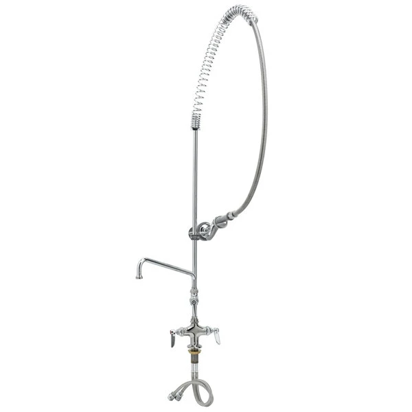 T&S Brass And Bronze Works T&S B-0113-ADF06-B EasyInstall Deck Mounted 49 1/2" High Pre-Rinse Faucet With Flex Inlets, 44" Hose, 6" Add-On Faucet, And Wall Bracket 1 T&S Brass And Bronze Works T&S B-0113-ADF06-B EasyInstall Deck Mounted 49 1/2" High Pre-Rinse Faucet With Flex Inlets, 44" Hose, 6" Add-On Faucet, And Wall Bracket