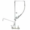 T&S Brass And Bronze Works T&S B-0131-ADF12-BC Wall Mounted 33 3/4" High Pre-Rinse Faucet With Adjustable 8" Centers, Low Flow Spray Valve, Swivel Arm, 20" Hose, 12" Add-On Faucet, And 6" Wall Bracket