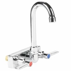 Advance Tabco K-59 Wall Mount Faucet With Blade Handles, 4" Centers, And 3 1/2" Gooseneck Spout